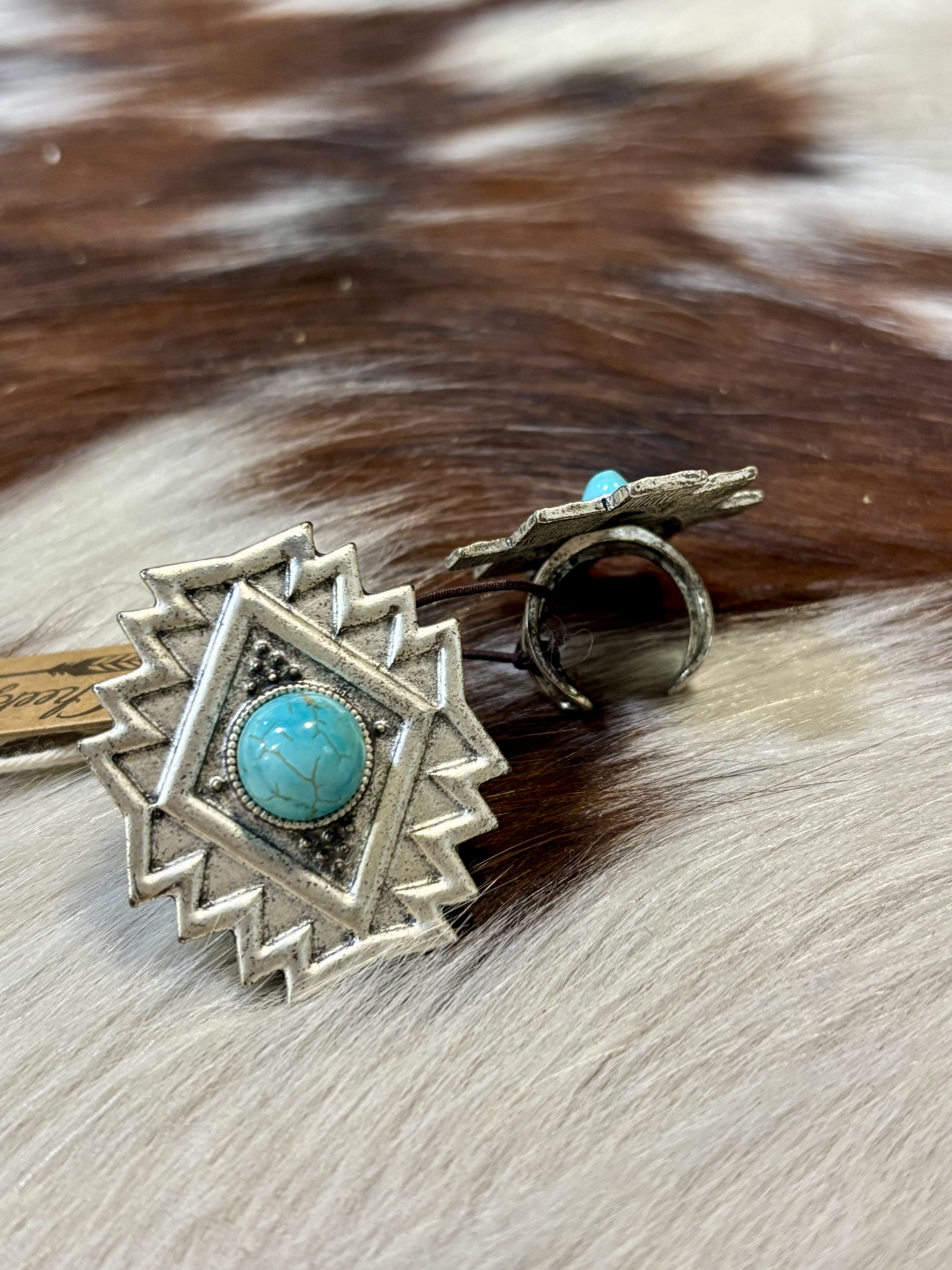 Cheekys Aztec Turquoise Adjustable Ring
